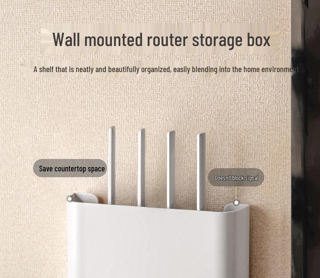 Punch-Free Wall-Mounted WiFi Router Storage Shelf for Living Room