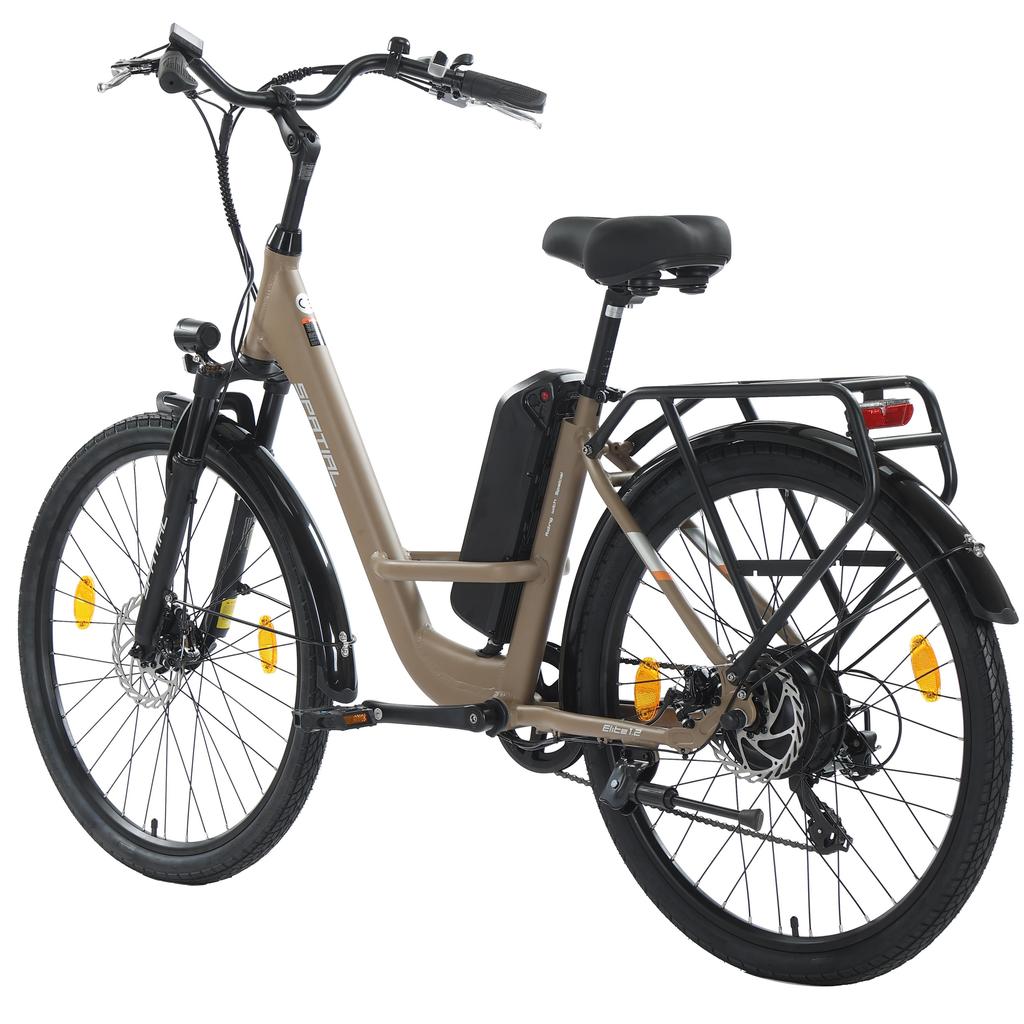 Spatial Elite Women’ Electric Bike With TowSeat 250W Motor 36V13AH Battery 26 Inch Road Tires Multi Terrain Electric Bike Outdoor Riding E-Bike