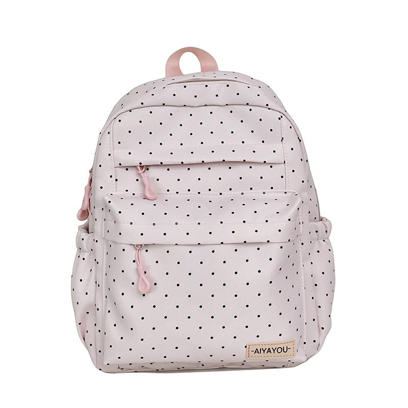 Student Schoolbag Polo Dot Women's Large Capacity Backpack Lightweight Class Backpack