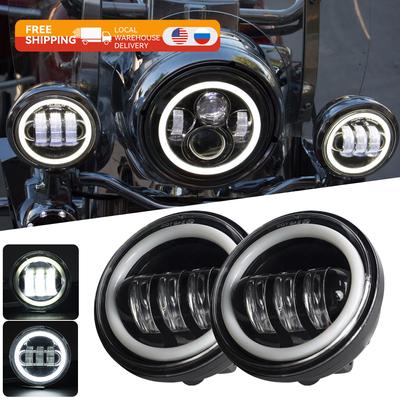 2Pcs Chrome 4.5 " LED Auxiliary Spot Fog 4 1/2 Headlight Motorcycle Fog Lights for Harley, 30w 4.5" Harley Fog Lamp for Harley