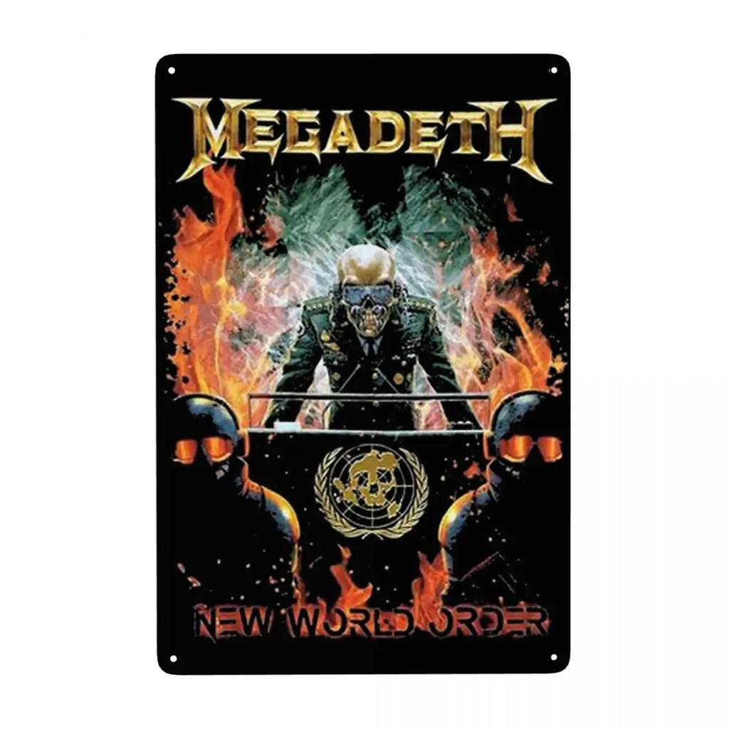 Megadeths Skull Metal Tin Sign Custom Retro Heavy Metal Band Plaque for Pub Cafe Yard Man Cave Bar Home Decor