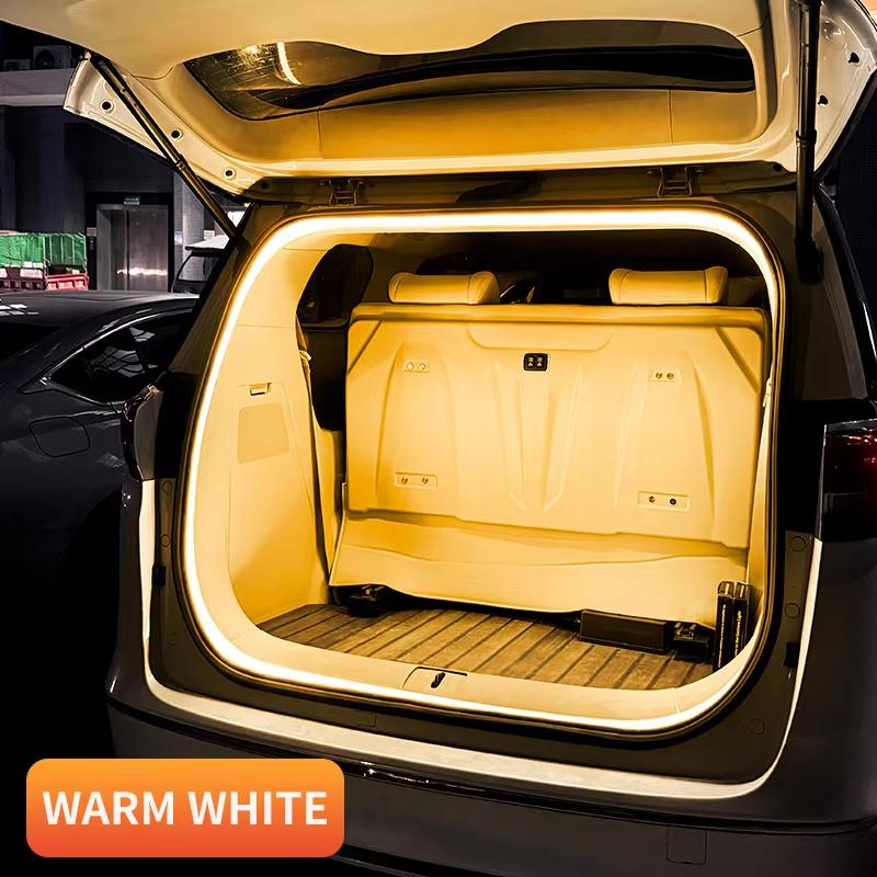 12V LED Rear Trunk Brighten Light Strip White 2M/4M Modified Lighting Waterproof Flexible Light Car Atmosphere Lamp 2M Constant теплый белый