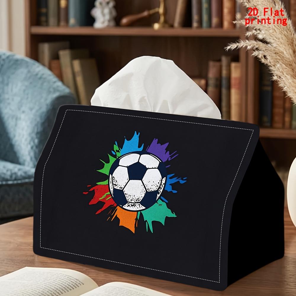 1pc Soccer-Themed Tissue Box with Colorful Soccer Ball - Reusable Tissue Dispenser Suitable for Kitchen, Living Room,, Dorm - Compact Tabletop Storage