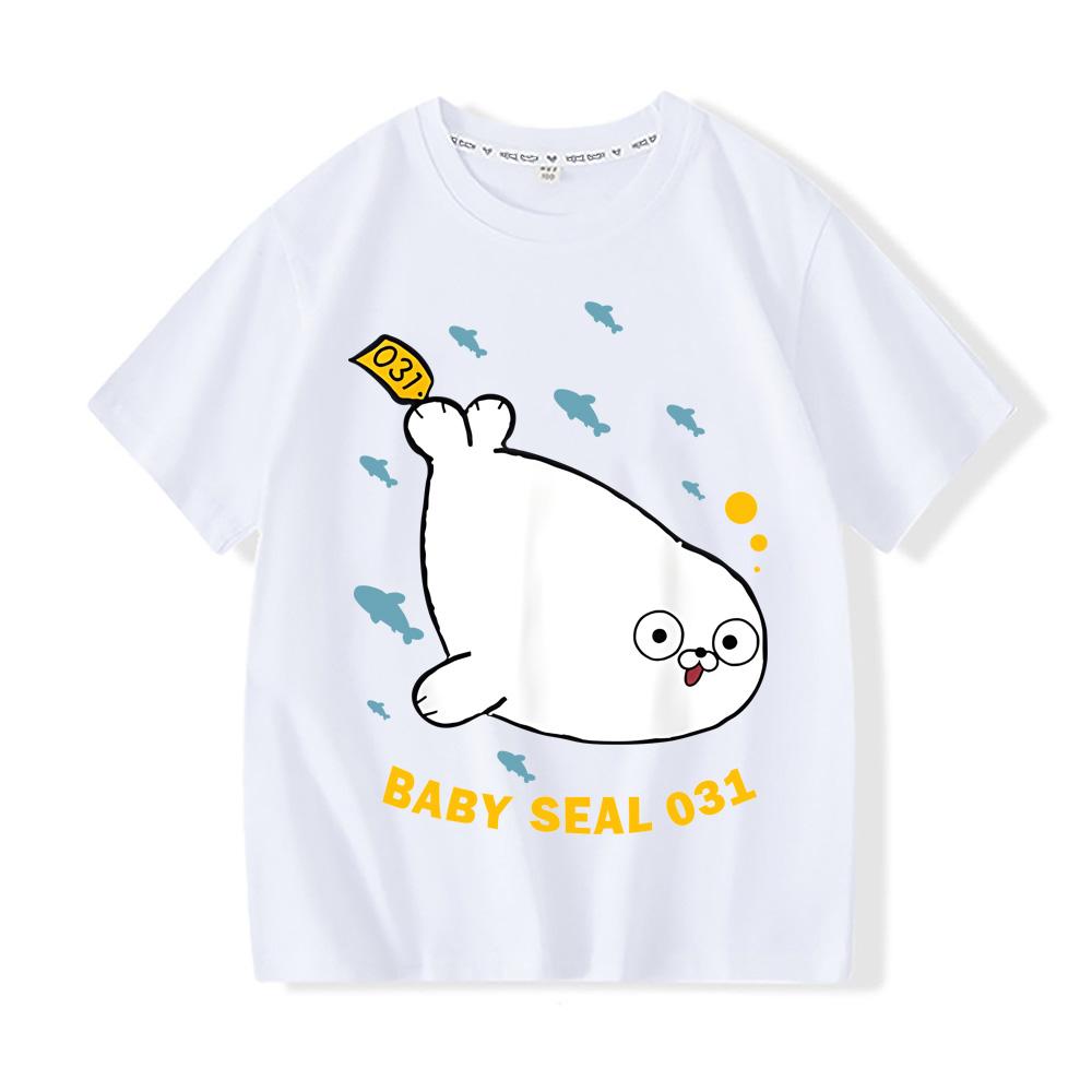 Kawaii Sealook T-shirts 2026 New Style Cartoon Print Cotton Tshirt Crew Neck Cartoon Boys/girls T Shirt
