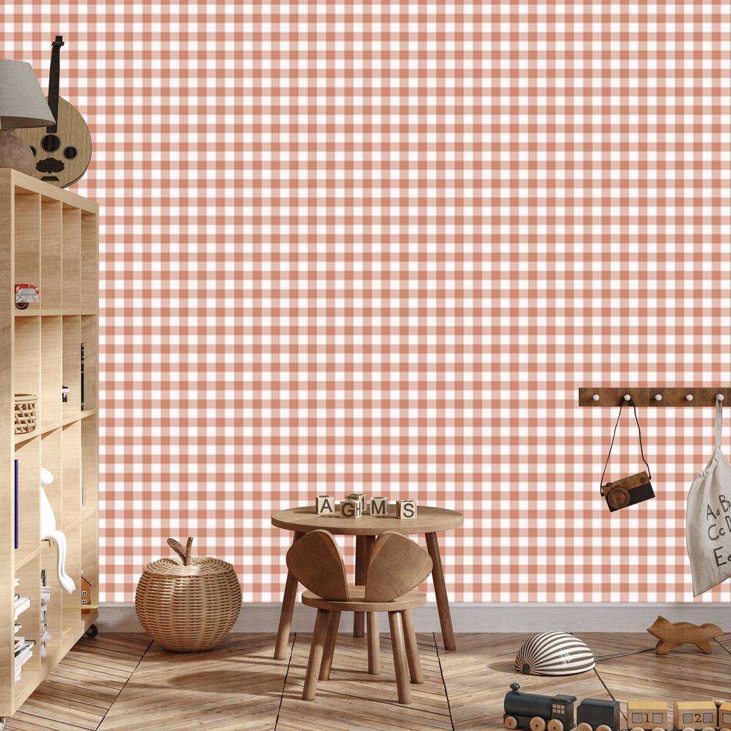 Wallpaper Fabric Pattern Cream and Peach for Living Room and Bedroom 50x1000