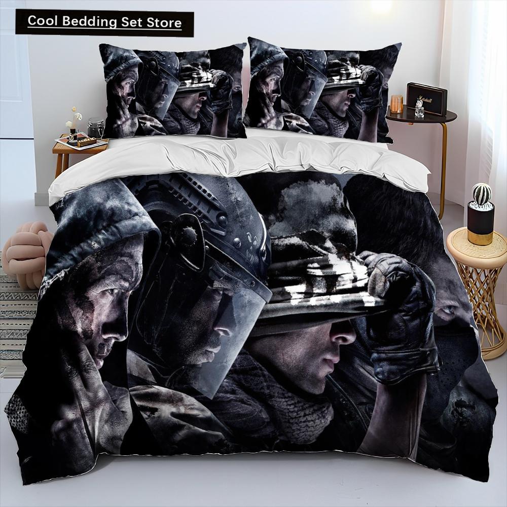 3D-Druck Spiel Call of Duty Bettdecke Bettwäscheset, Bettbezug Bettset Steppdecke Kissenbezug, King Queen Size Bettwäscheset Kinder