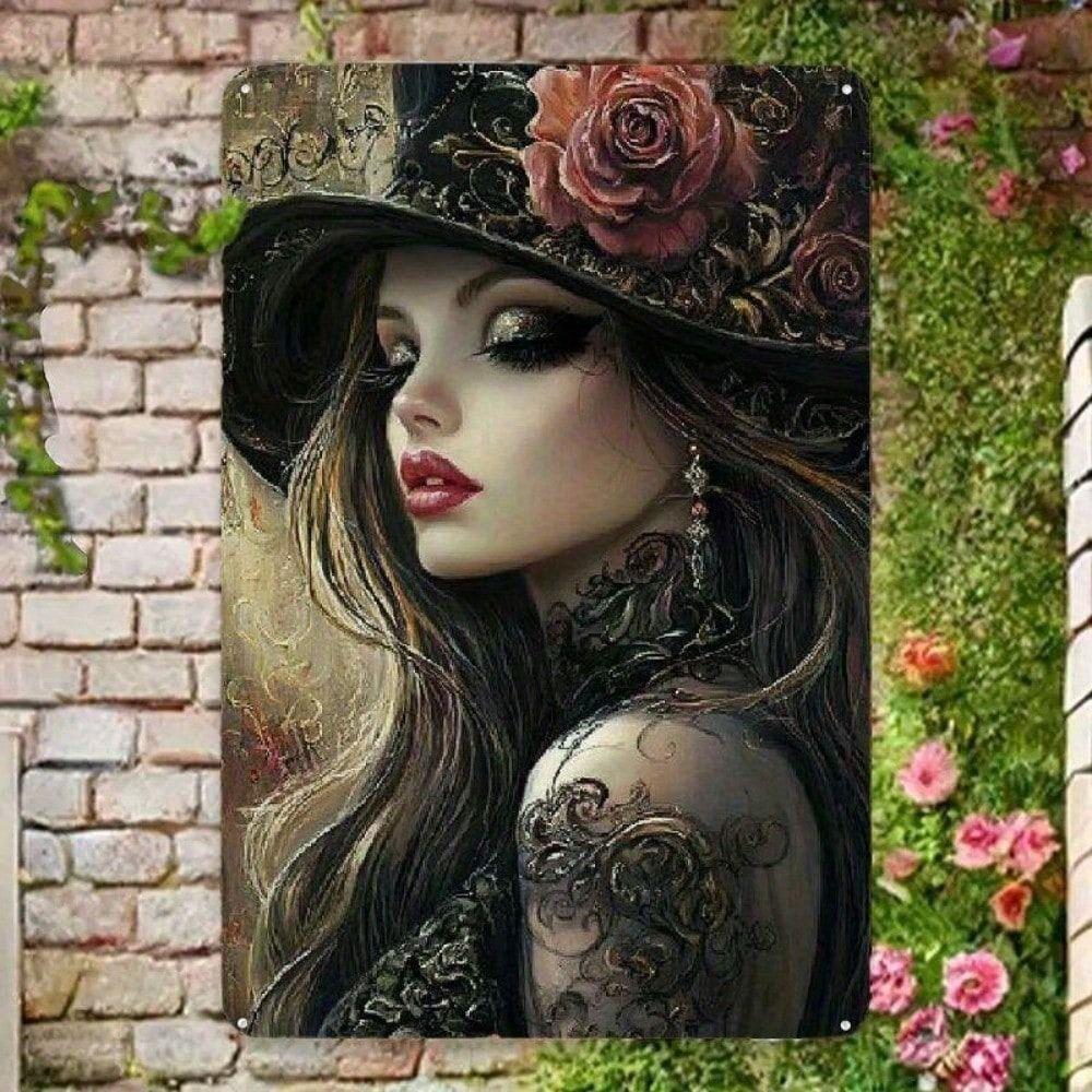 Vintage Gothic Floral Metal Wall Poster, Living Room Decor