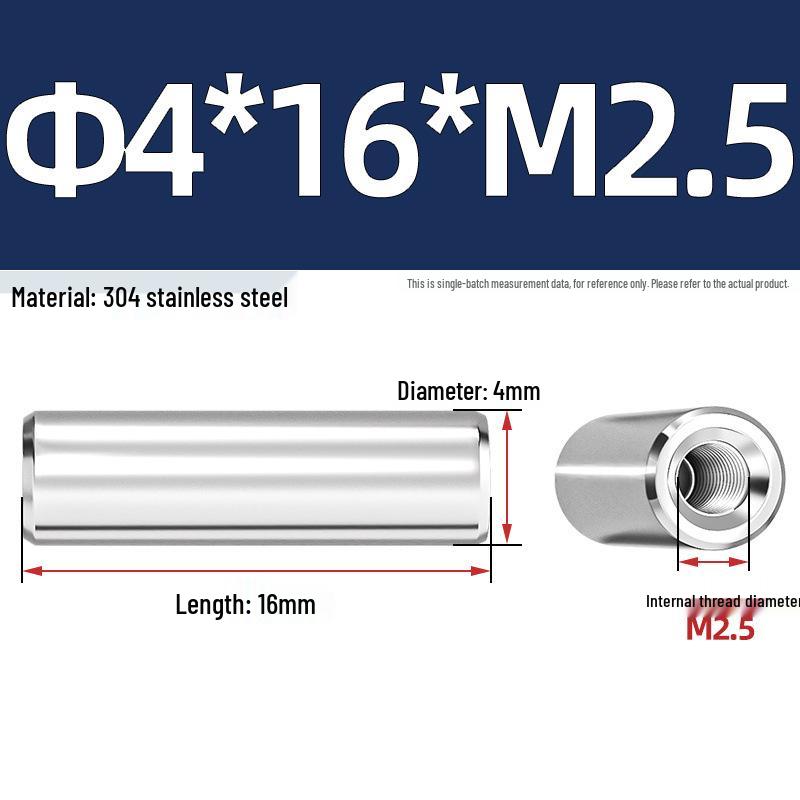 Pin Cilindric din Oțel Inoxidabil 304 cu Filet Interior M4/M6/M8 și Orificiu - Coloană de Suport și Ghidare