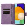 For Samsung Galaxy A23 4G/A23 5G (Global Version) Zipper Pocket Phone Case Imprinted Leather Wallet Stand Cover with 9 Card Slots