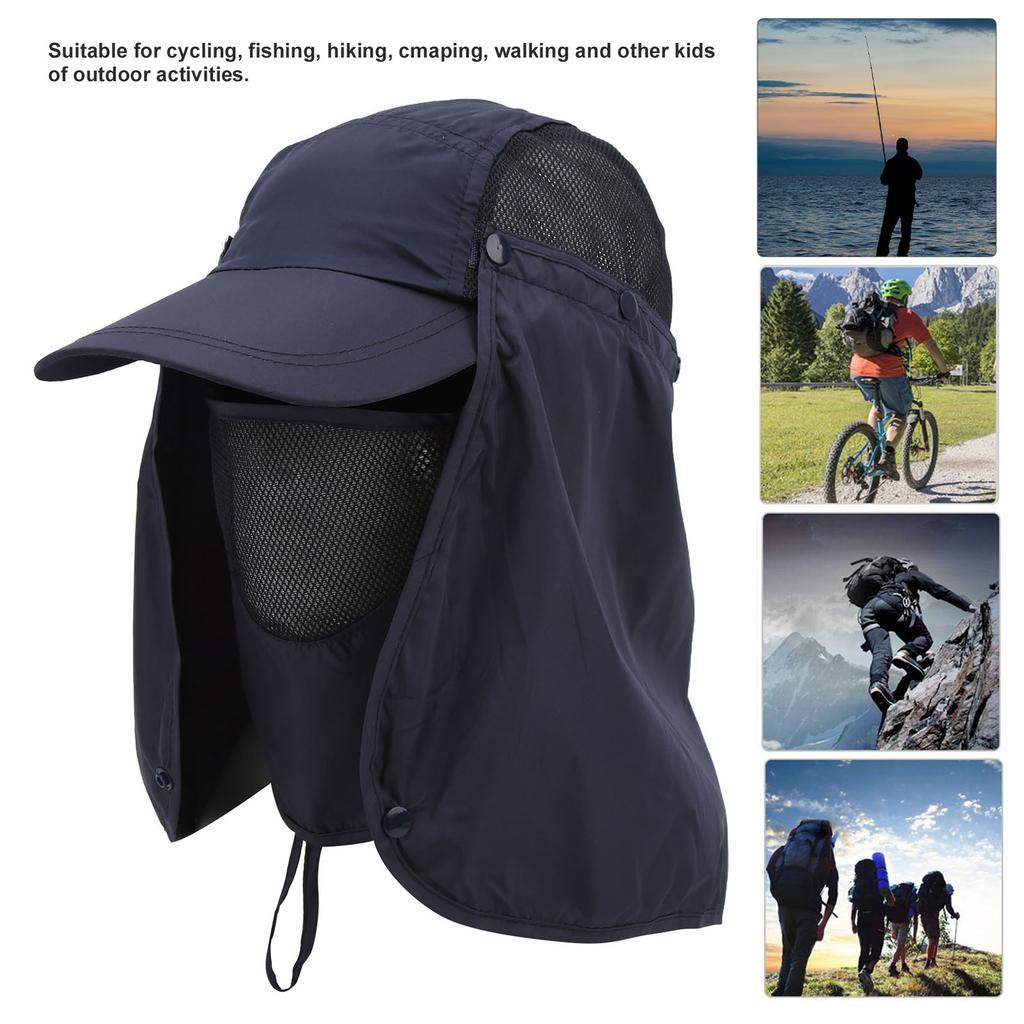 Sun Protection Hat Windproof Sand Prevent with Neck Cover for Outdoor Fishing Hiking CampingNavy Blue