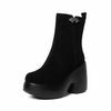 Coarse Heel Waterproof Table Short Boots Women's 10.5cm Autumn and Winter New Leather Platform Super High Heels Versatile and Comfortable Martin Boots