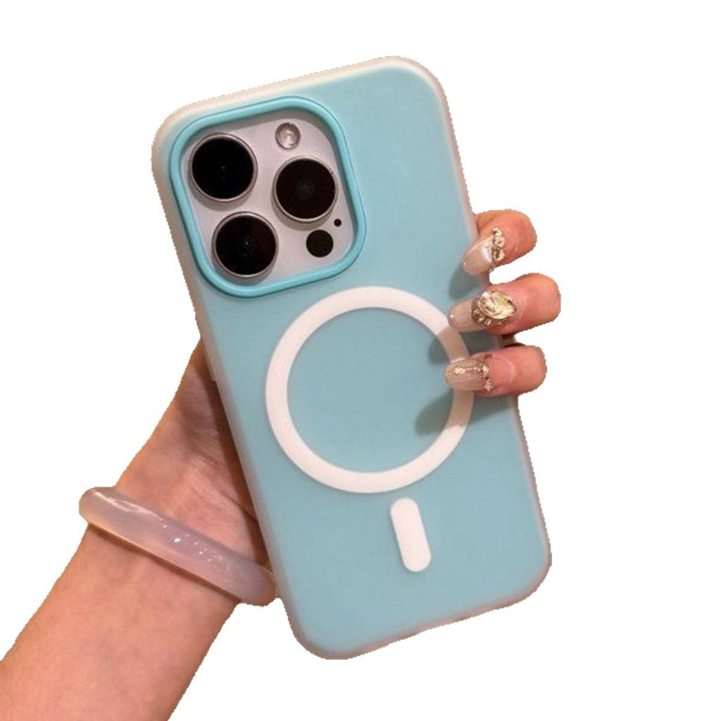 Jelly Magnetic 2-in-1 Phone Case for Apple Phone Case Magnetic Phone Protective Case All-Inclusive Solid Color Matte Girls