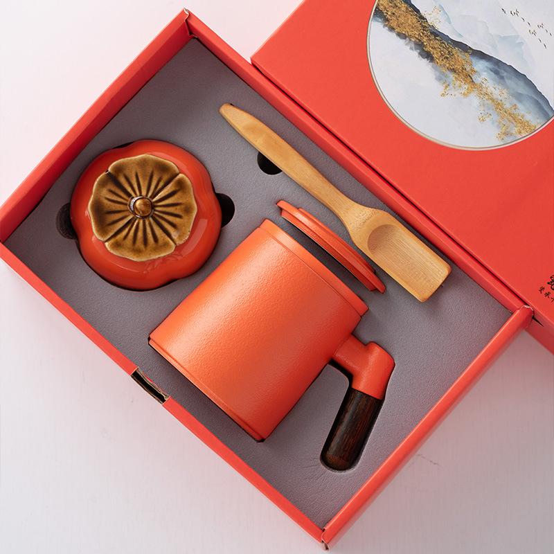 Ceramic Filter Bubble Tea Cup Tea Water Separation Cup Office Father's Day Leader Student Business Gift