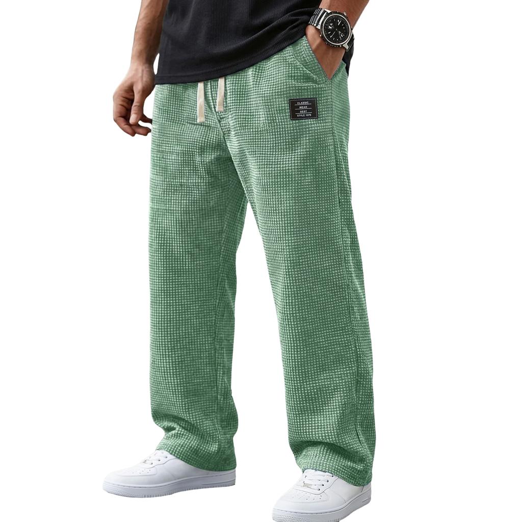 Herren Cordhose im entspannten Schnitt mit geradem Bein, kariert, lässige Hose, täglicher Komfort