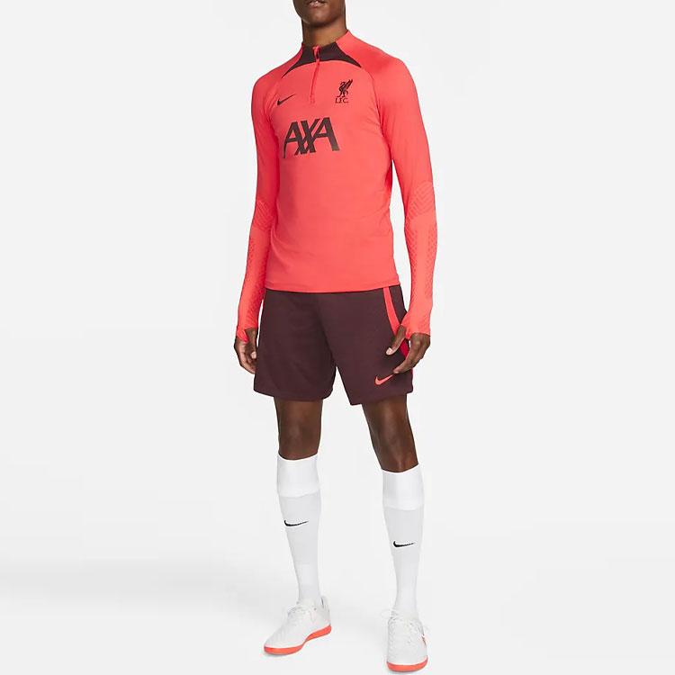 Nike Dri-FIT Letter Print Half-Zip Stand Collar Long Sleeve Soccer Shirt Men Tops Orange DM2457-661