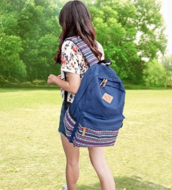 iSmile Backpack, Men's and Women's, Outdoor Canvas, Perfect for Commuting, School, and Casual Use, Blue