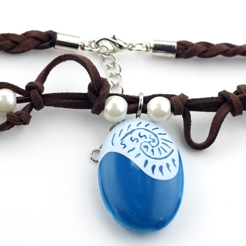 Polynesia Princess Necklaces Girls Film Cosplay Costume Charm Necklace Handmade Braided Leather Rope