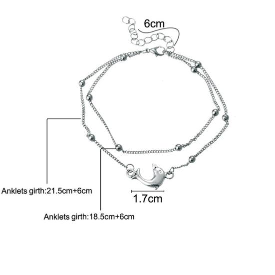 Retro Dolphin Multi-Layer Pendant Chain Anklet Women Barefoot Beach Accessory