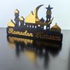 Customizable Ramadans Table Sign Acrylic Gold Silver Hollowed Castles Pattern Islamic Home for Holiday Gifting