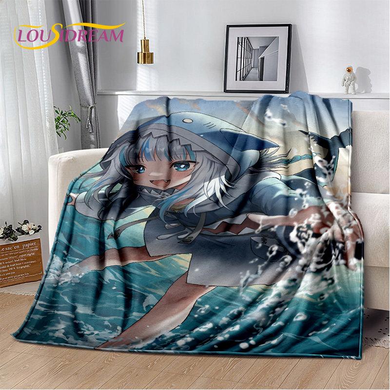 Gawr Gura Hololive Cute Anime Soft Plush Blanket,Flannel Blanket Throw Blanket for Living Room Bedroom Bed Sofa Picnic Cover Kid