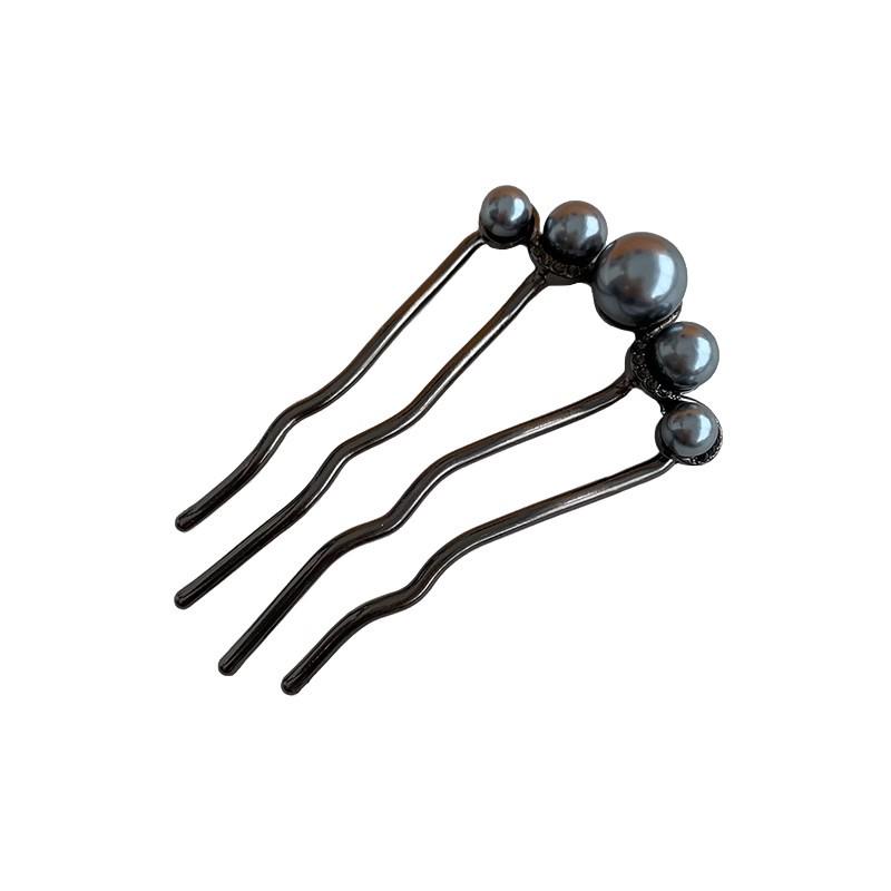 Retro Pearl Four-Tooth Hairpin: Women's Fashion Commuter Updo Accessory