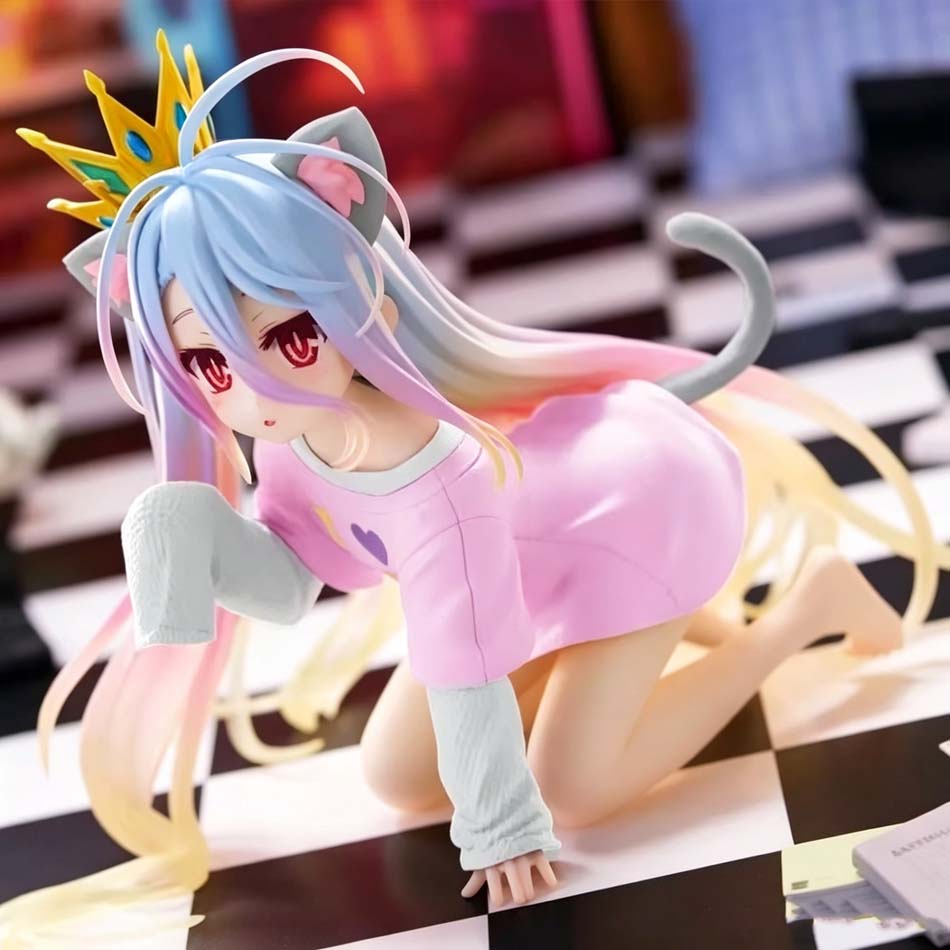 10Cm Anime No Game No Life Anime Figure Cute Cat Ear Shiro Action Figure Room Decorations Pvc Collection Model Doll Toy Gift