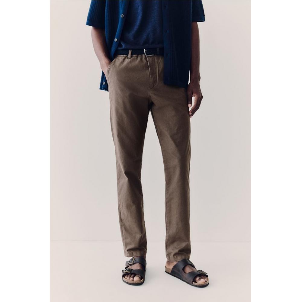 H M sliM Fit Cotton cHino Pants Brown
