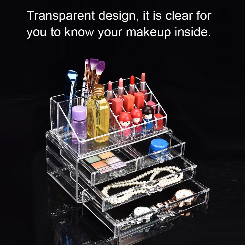 Clear Makeup Cosmetics Organizer Jewelry Storage Box Multi Layer Case with Drawers