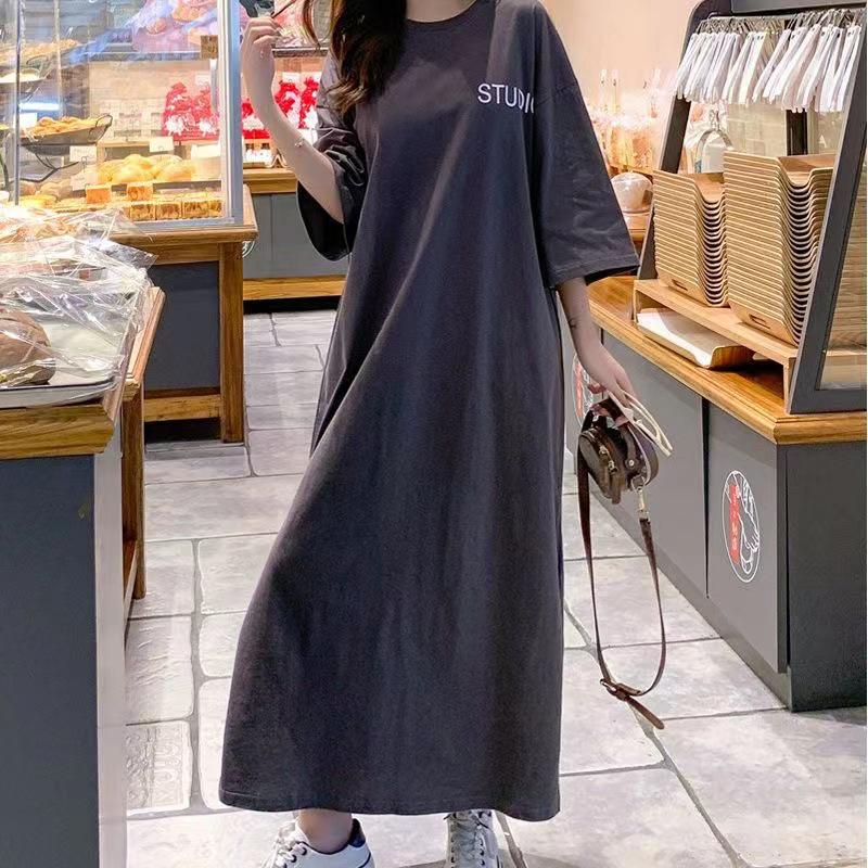 Plus Size Over-the-Knee Summer T-Shirt Dress - Long, Loose, and Comfortable