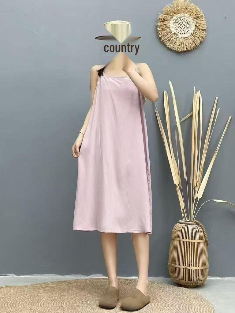 2026 Slimming Solid Color Spaghetti Strap Summer Dress
