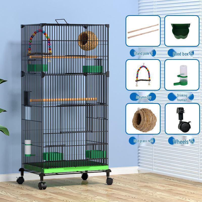 

Посилена велика клітка для великих птахів, таких як какатіли та піони, з гніздовою коробкою 100cm H, 42x31cm, with wheels, Package 5 білий