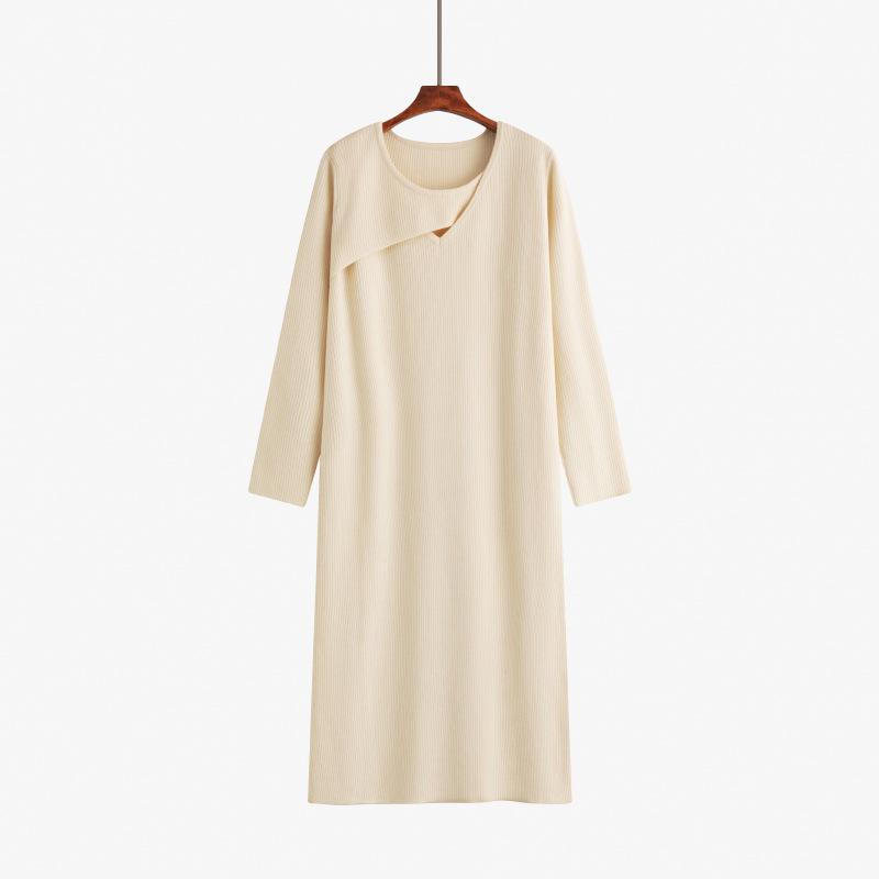 

Плюс Размер Женский Круглый вырез Вырез Длинные рукава Свитер Универсальное Платье XXXL абрикосовый