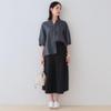 INDIVI Year Sleeve Band Collar Blouse 12782403 Navy Size 38 Shirt/Blouse [Every Popular!/French Linen] 5/8 Women's (094) (M)