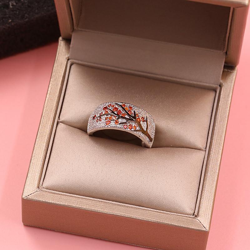Fashion Shiny Tree Branch Rings 925 Sterling Silver Crystal Zircon Branch Rings for Women Unique Punk Branch Wedding Jewelry