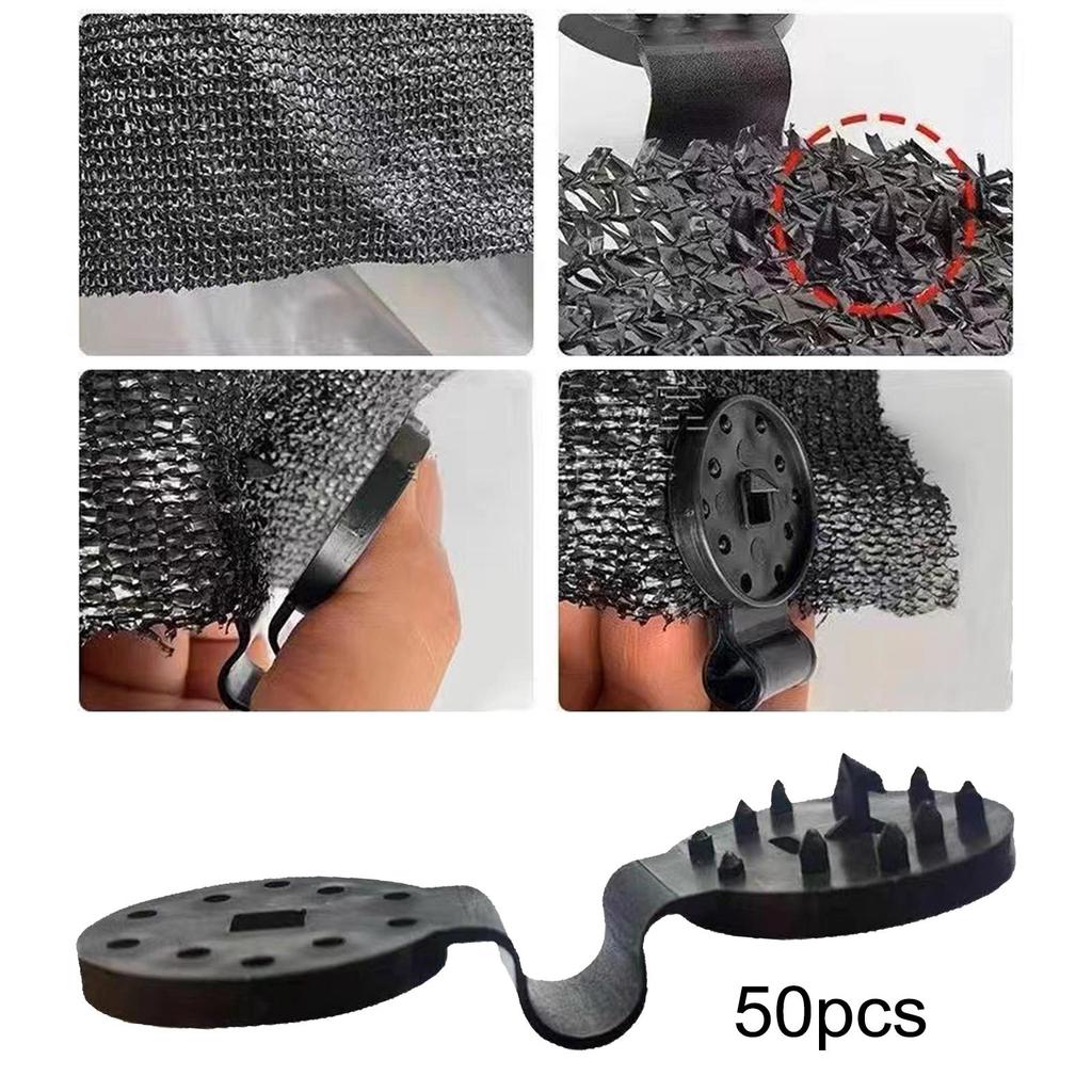 50x Sunshade Clips Practical for Shade Net Patio Mesh Tarp Anti Bird Netting Black