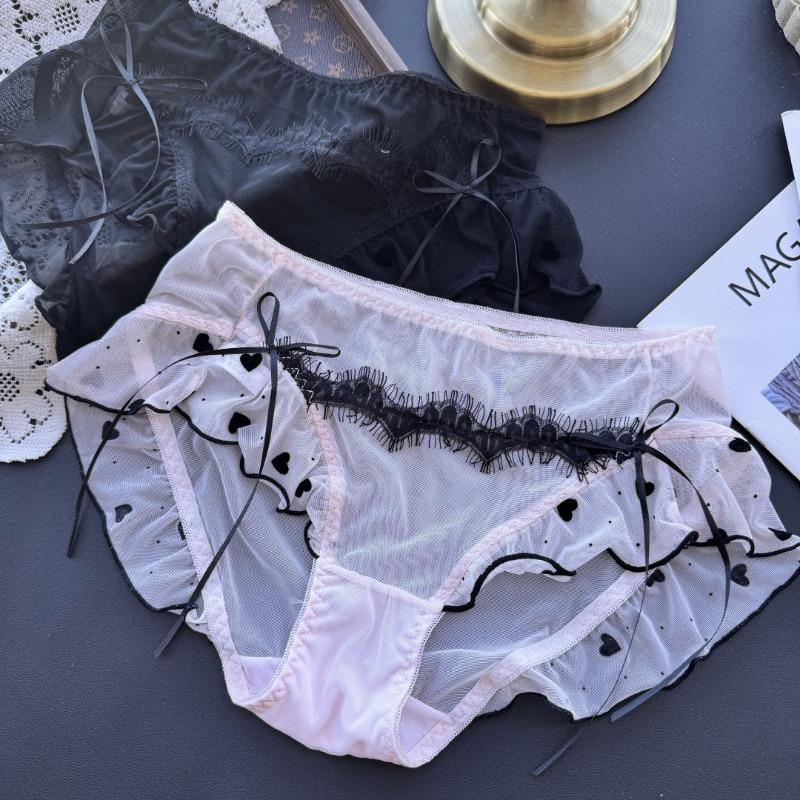 Ladies Spring Summer Sweet Love Mesh Frilly Sexy Panties
