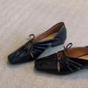 Pleated and Hollowed-out Shoes Handcrafted Low-heeled Single Shoes Shallow Opening Shoes