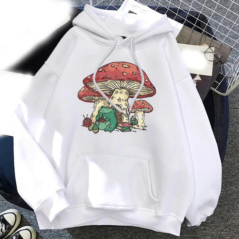 Süßer Pilzfrosch Aufdruck Kapuzenpullover Herren Hoodie