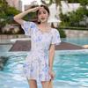 Women's 2026 High-End One-Piece Skirted Swimsuit with Boy Shorts - Conservative Tummy Coverage for Summer & Resort Wear