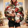 Damen Mode Weihnachtsdruck Hoodie mit Haustier-Tasche, Lässiger Pullover für Feiertagskleidung