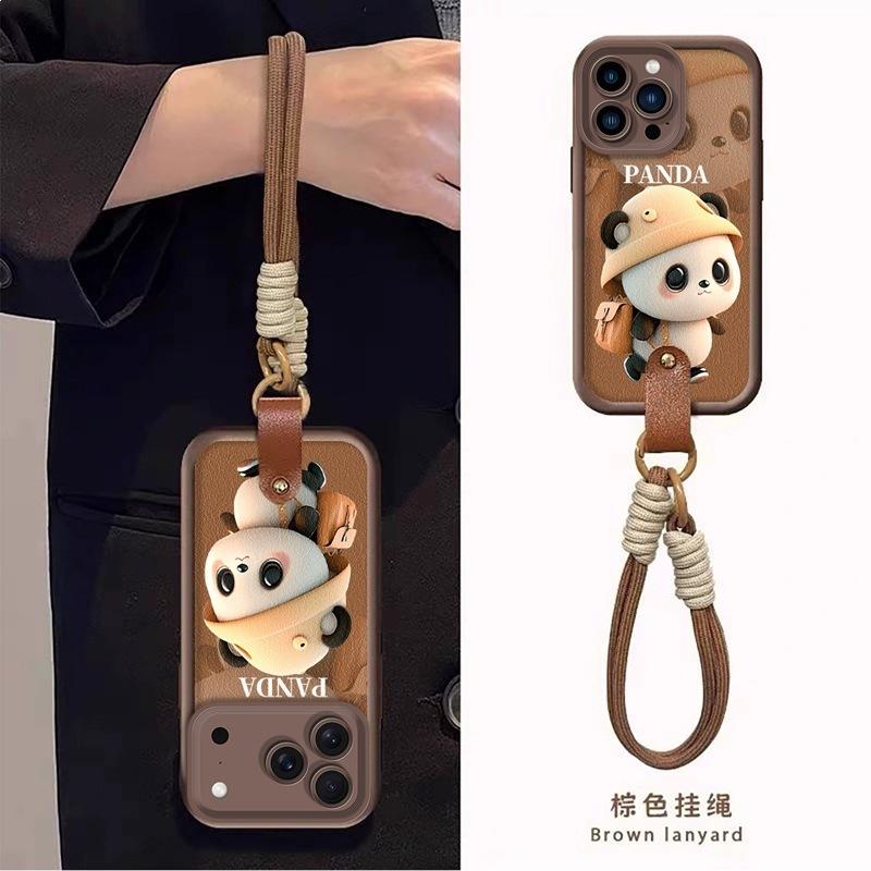 Applicable to Honor X7E leather mobile phone case X8D hat panda Honor600Lite hand rope X70 soft case