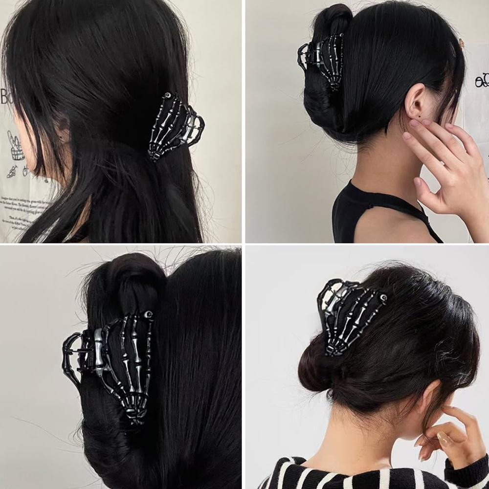 Black Ghost Hand Hair Clips with Skull Design For Party Halloween Decorations
