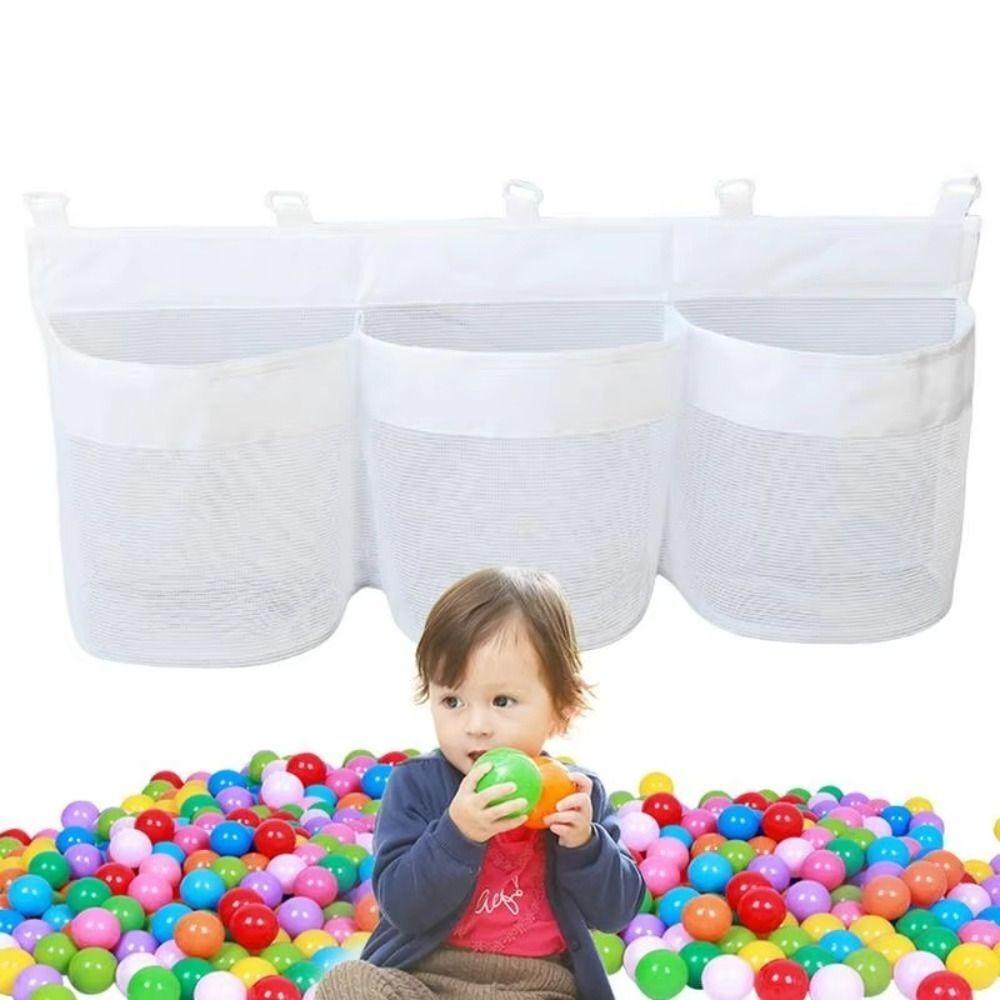 Large Capacity Bath Toys Organizer Mesh Design Mold-resistant Children's Toy Storage Bag Breathable 3 Pockets Toys Organizer