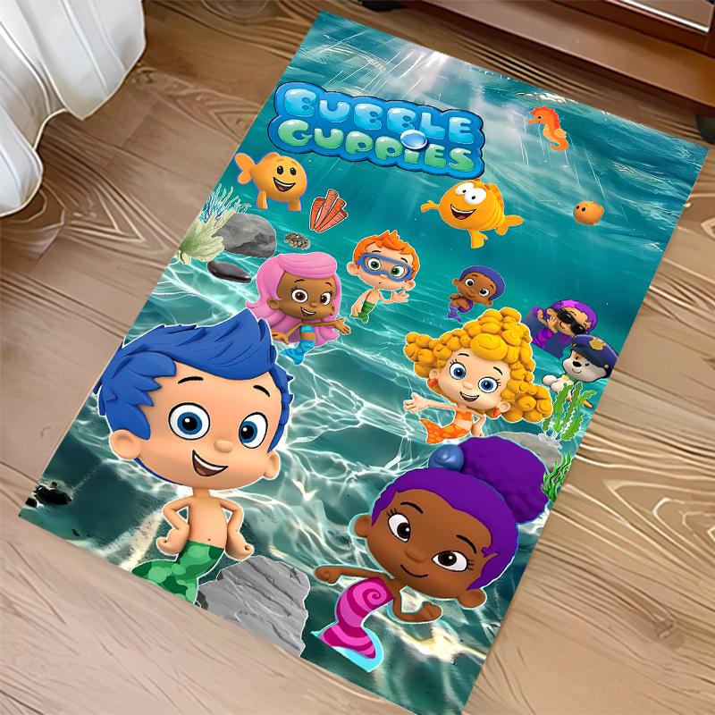 1pc Bubble Guppies Print Area Rug - Soft,Washable Non-Slip Indoor Mat for Office Chairs,Living Room,Home Office Decorative Rug