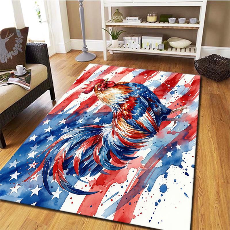 American Flag Animals Pattern Square Carpet,Area Rug,Carpet Rug for Living Room Bedroom Sofa Playroom Decor,Non-slip Floor Mat,Holiday Birthday Gifts