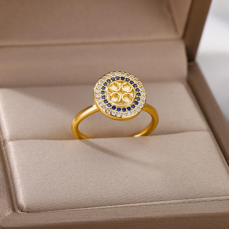 Fashion Anxiety Ring Spinner Rings For Women Satinless Steel Gold Color Round Rotary Anti Stress Fidget Ring Party Jewelry Gift