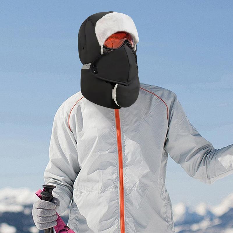 Winter Hats For Men Windproof Skiing Headwear With Earflap Outdoor Hat With Face Masque For Cold Weather Outdoor Camping Snow