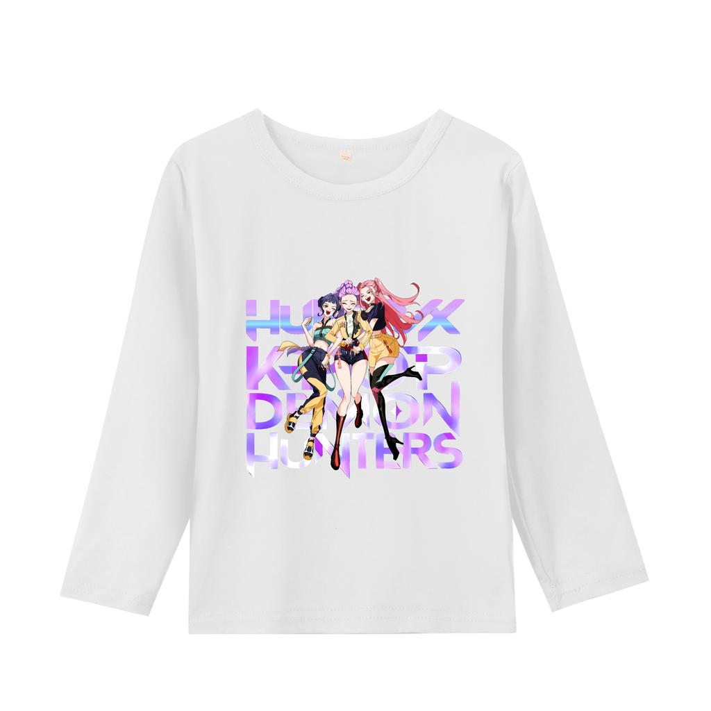 K-Pop Dämonenjägerinnen Langarm-T-Shirts Kawaii Cartoon Bedruckte Oberteile Kinder Freizeit-T-Shirts Herbst Kinderbekleidung
