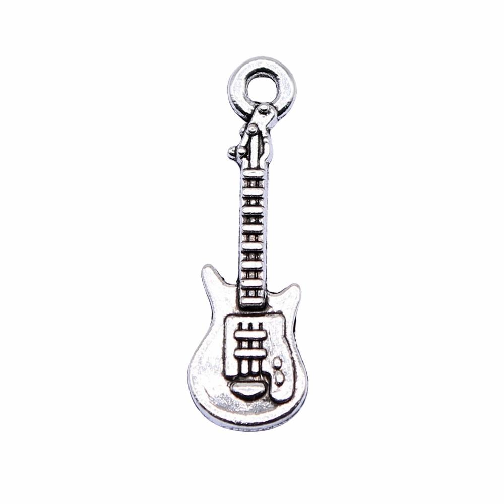 10 Stück 24x7mm Antik Silber Farbe Gitarre Charms Anhänger für Schmuckherstellung DIY Schmuckzubehör