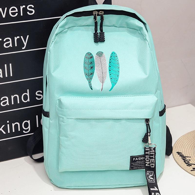 IELGY Korean school style leaf print canvas backpack серый — фото 12